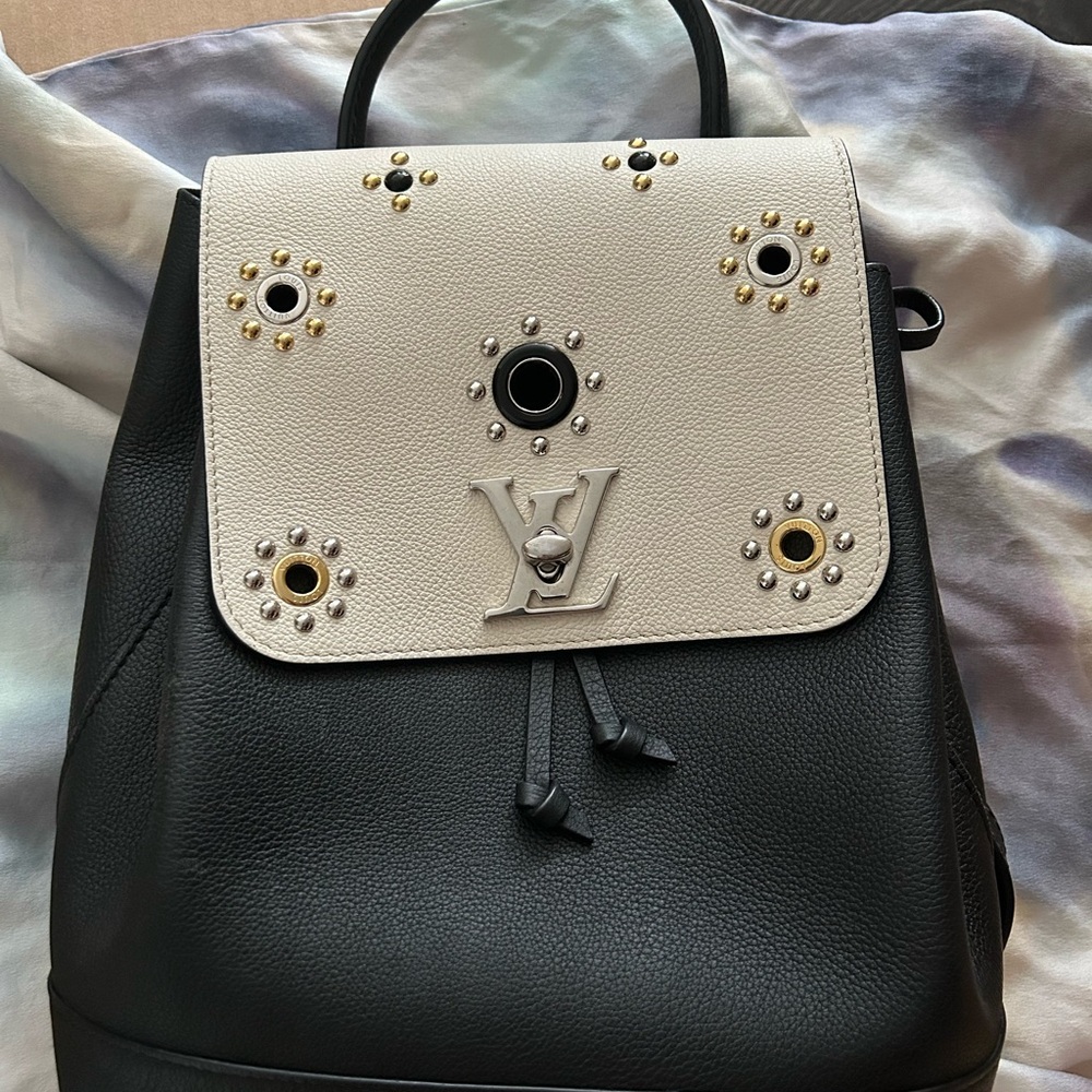 Louis Vuitton Black and White Studded Backpack